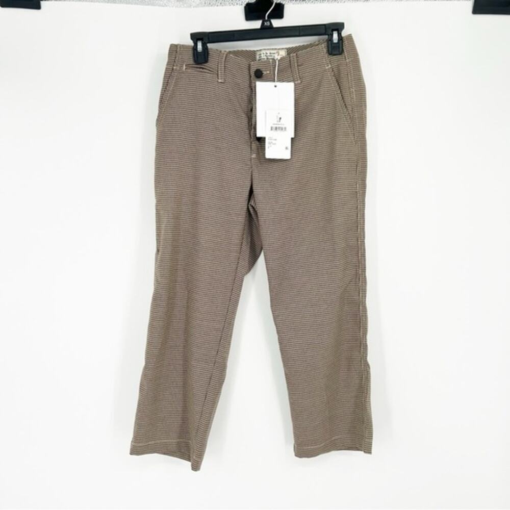 NWT Free People Sandrine Rose Cropped Houndstooth Pants Academia Business Size M